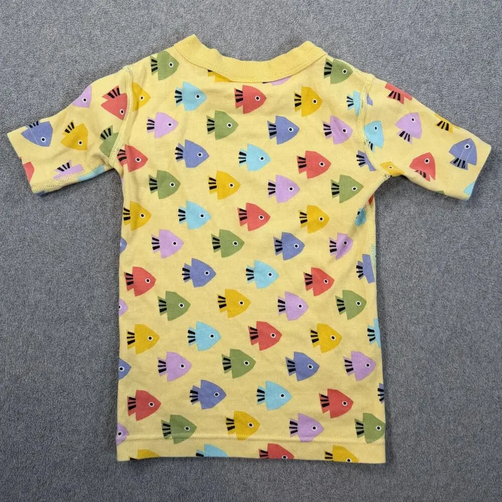Hanna Andersson Kids 6-7 Organic Cotton Fish Print Pajama Top Short Sleeve